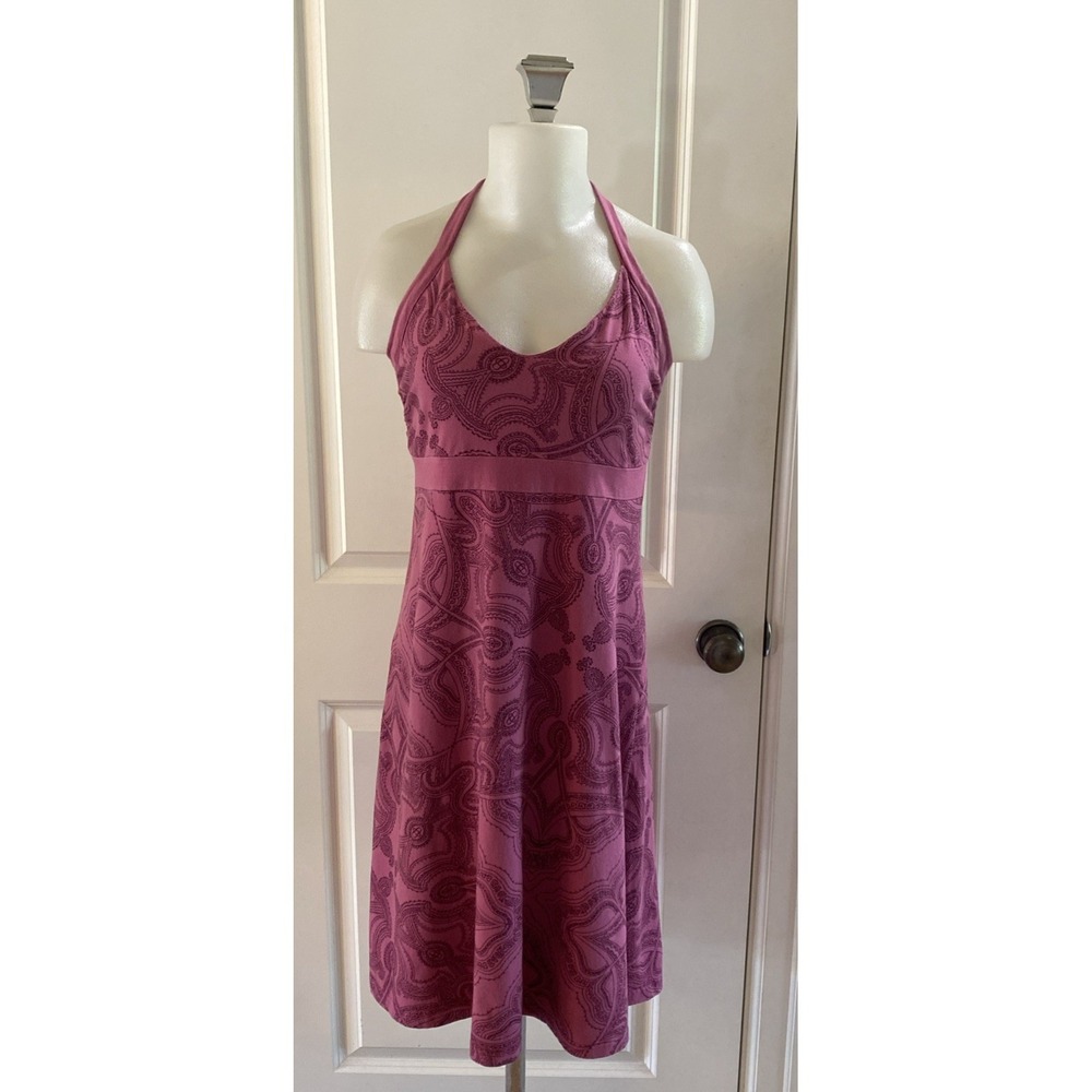 Patagonia Iliana Pink Halter Tie Neck Shelf Bra Travel Hike Dress Size Large